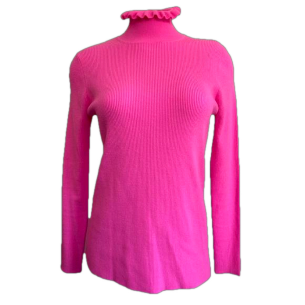 𝅺tanya  TAYLOR 100% wool Barbie pink turtleneck sweater Med
